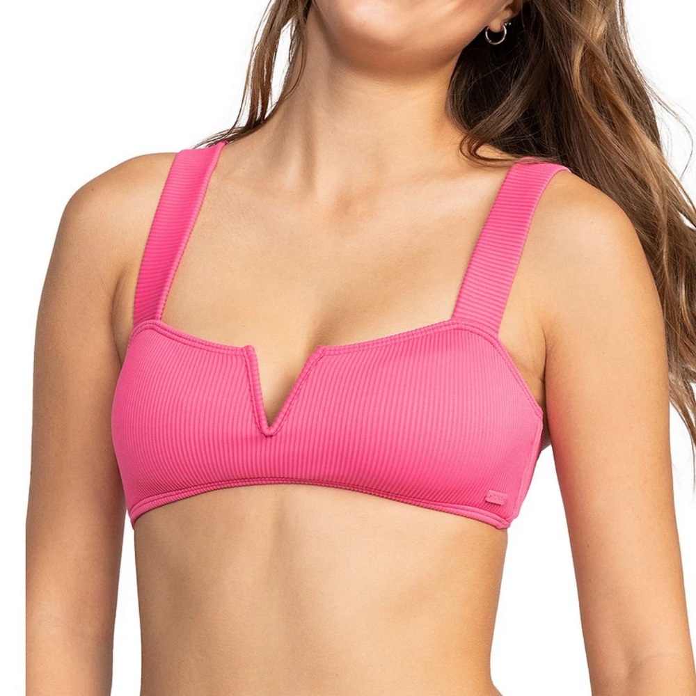 New swim crinkle texture hot pink padded swim suit bra size small